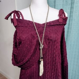 NEW Elegant White House Black Market Long Lariat Rope Beaded Tassel Necklace